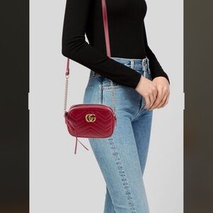 Gucci Red Crossbody Bag with Gold Accents
